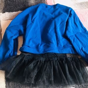 korea blue black lovely blouse top